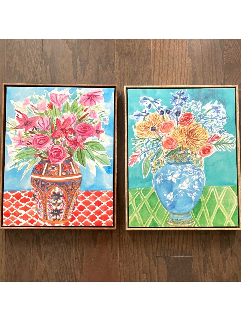 Melissa Wang Framed Floral Art Painting Canvas Print Giclee Arrangement Colorful